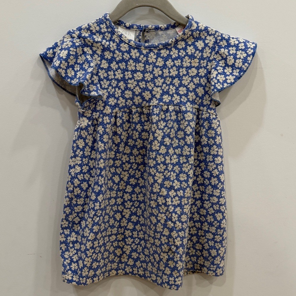 Zara Blue and White Patterned Dress